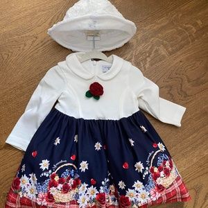MONNALISA  9 months Baby Girl dress and lace hat